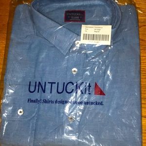 Untuckit Providence XXL Long Sleeve Blue Cotton Button Down Shirt NEW